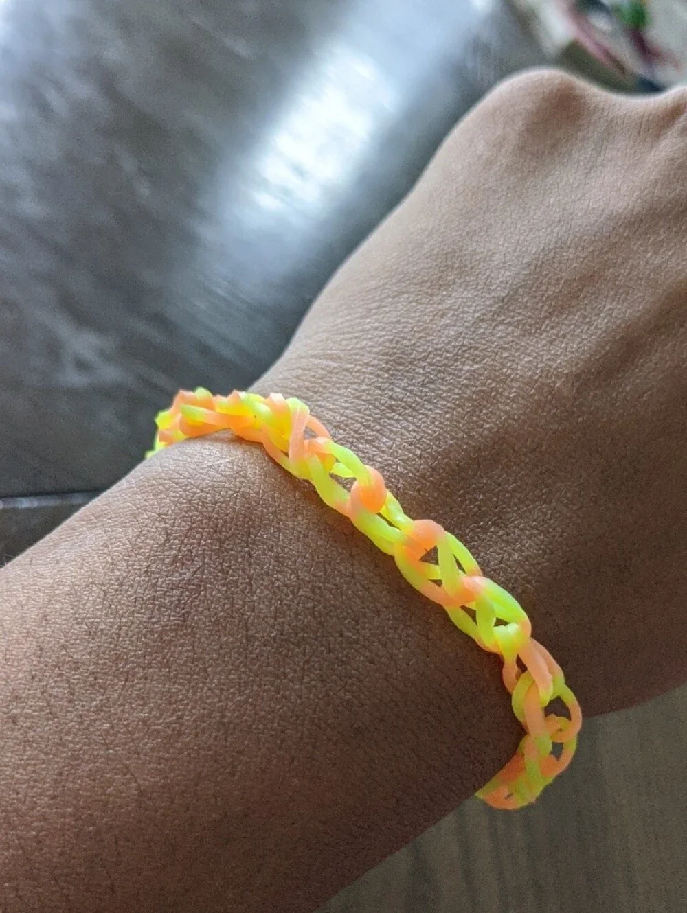 Crazy Neon Orange & Yellow Rubber Band Bracelet